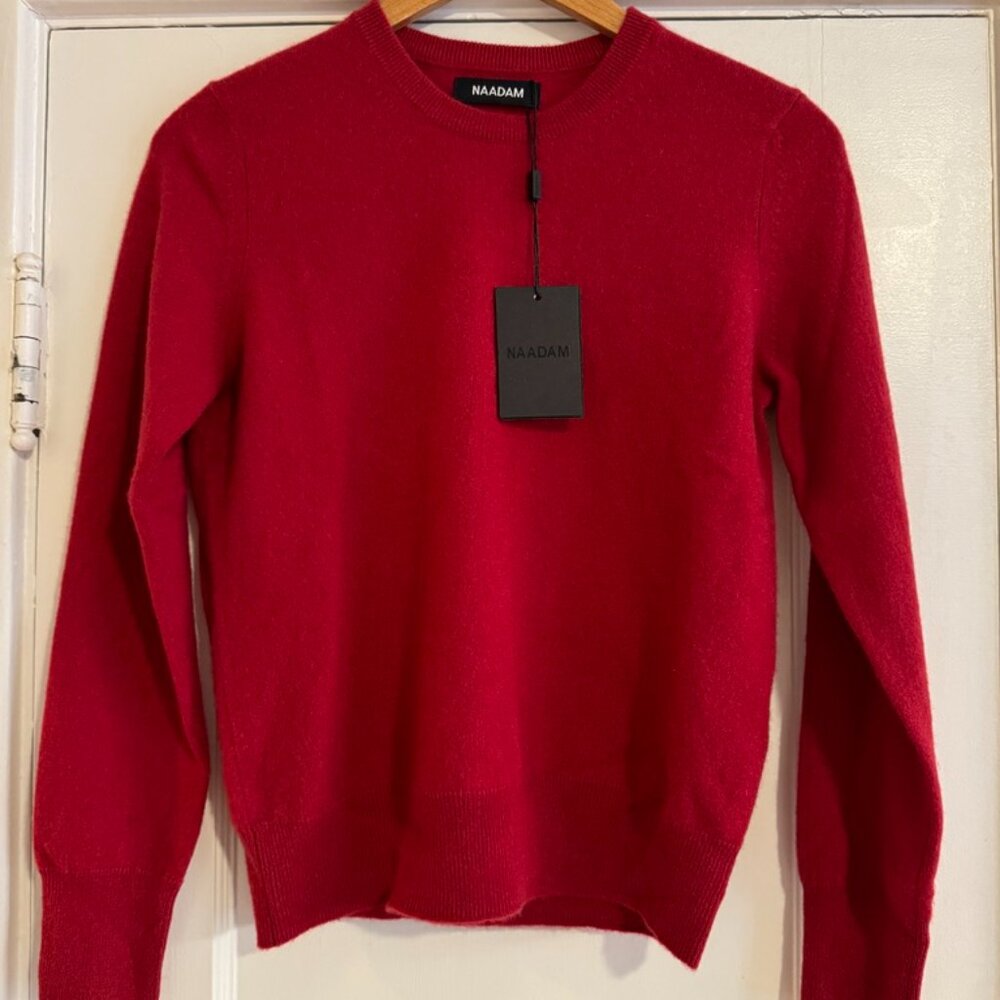 NAADAM Red Crew Neck Sweater